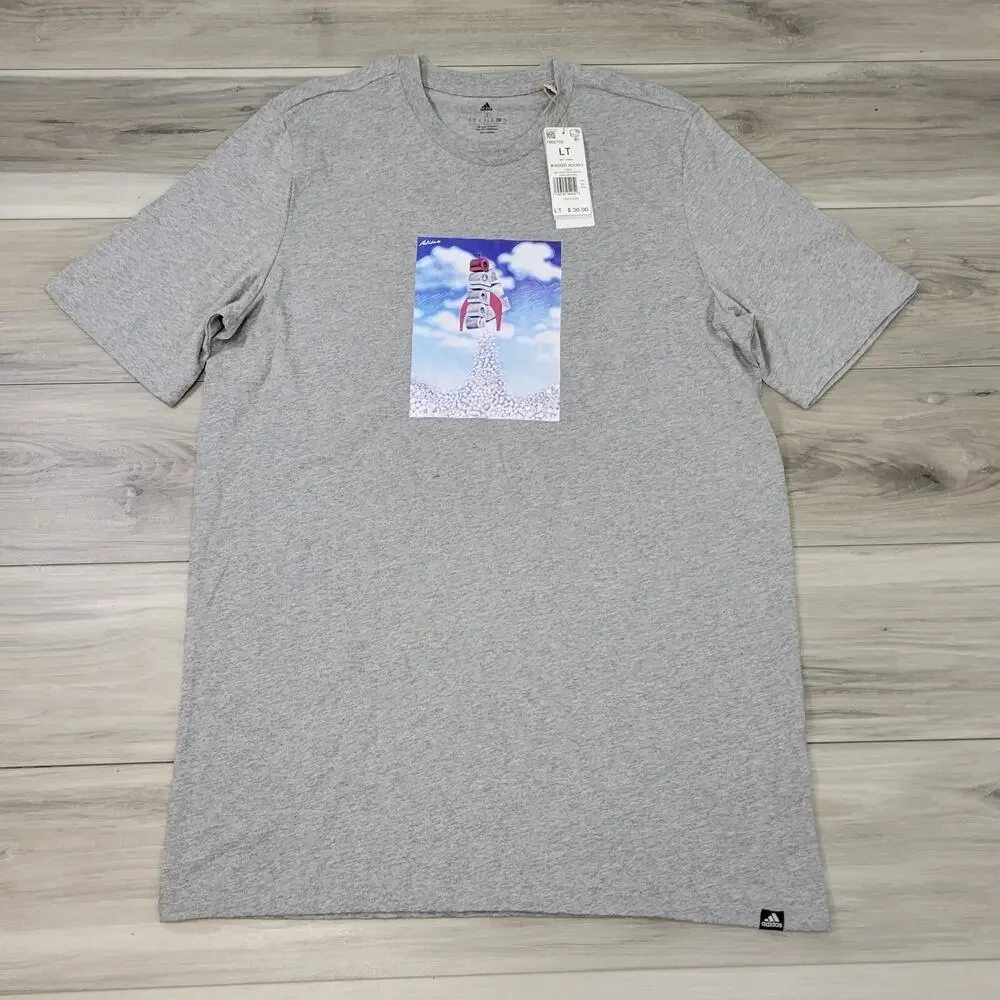 Adidas T-Shirt Men's LT Gray Boost Rocket Short Sleeve New